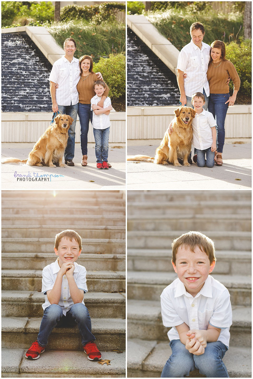 family photography with dog in downtown dallas arts district