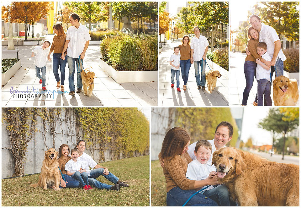 family photography with dog in downtown dallas arts district