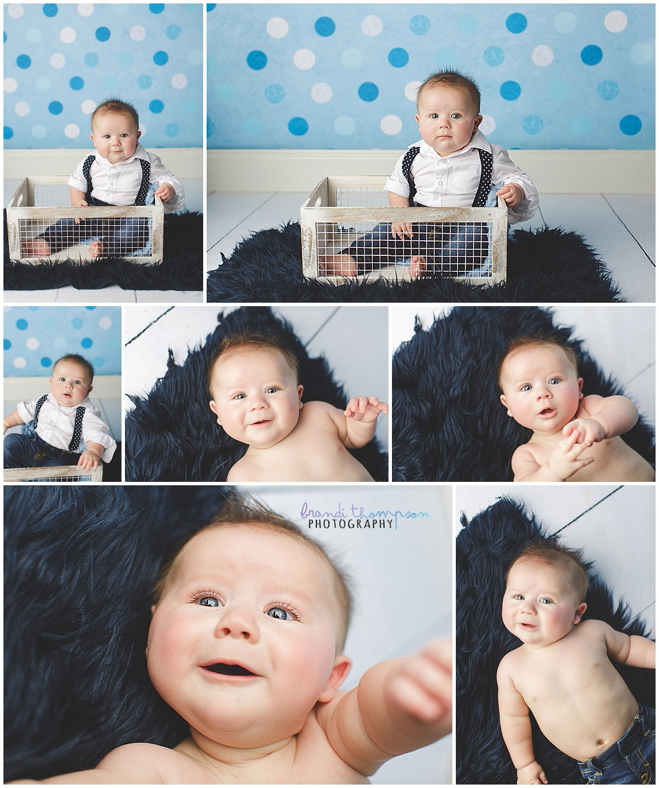 six month old baby boy in plano, tx photography studio