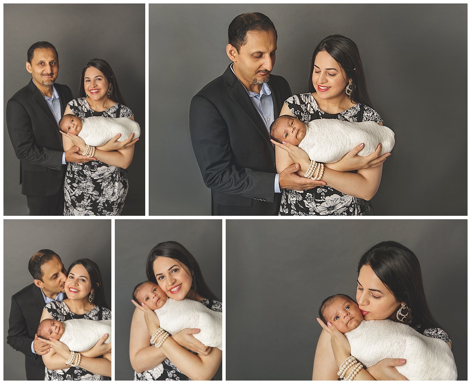 newborn family photos with mom and dad in plano studio