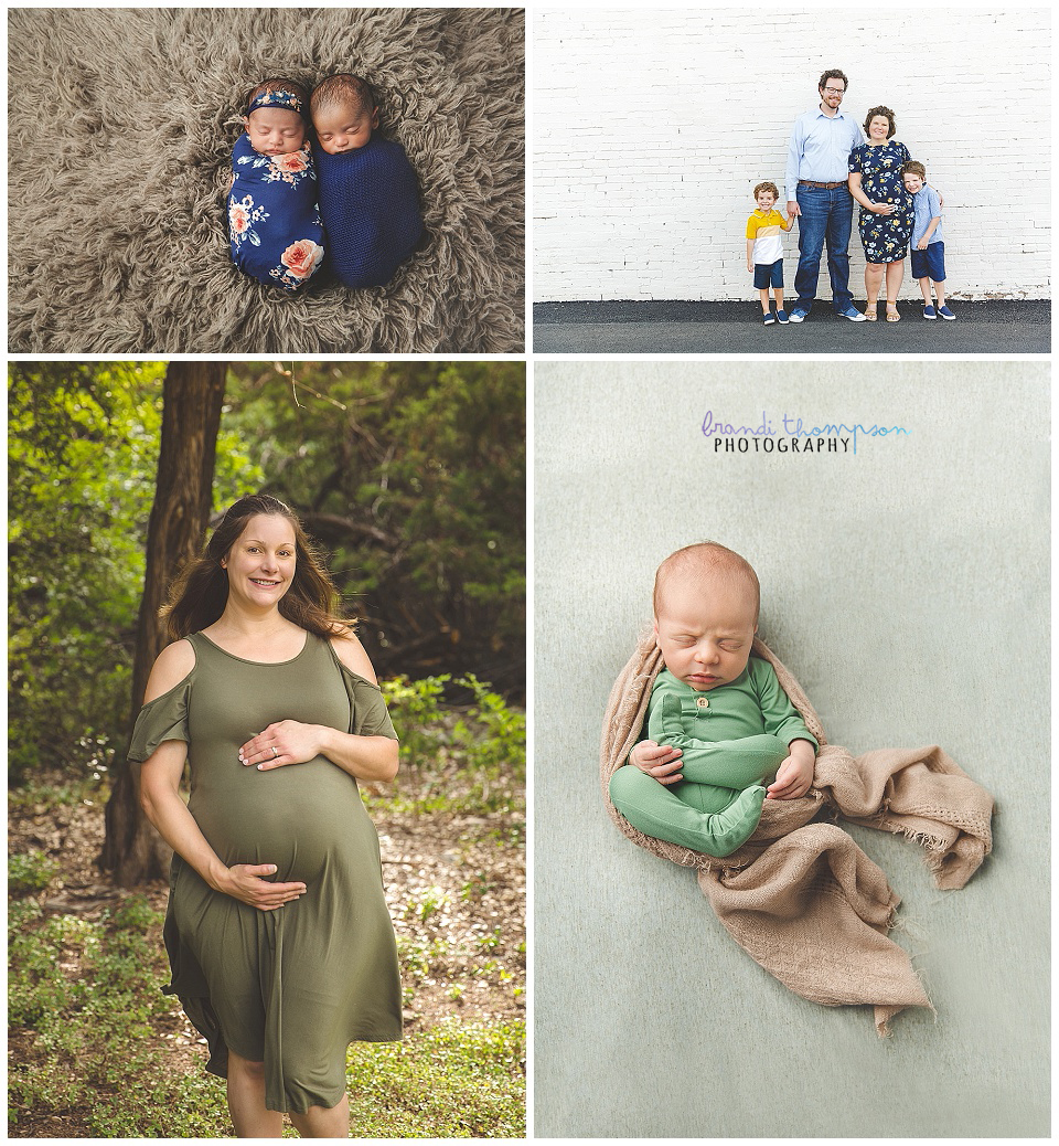 collage of newborn and maternity photography taken in plano, tx