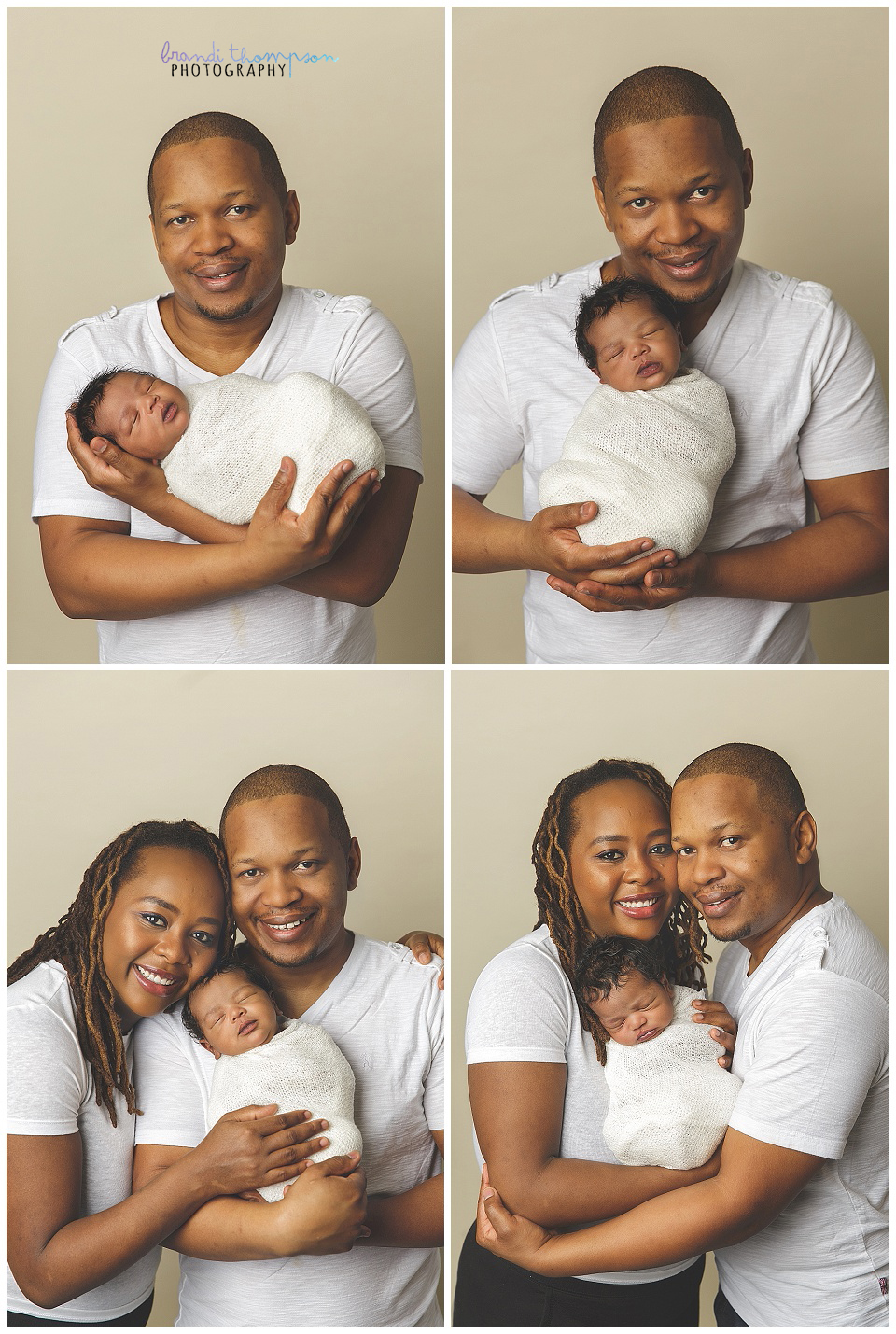 family portraits in studio with mom, dad and newborn baby boy