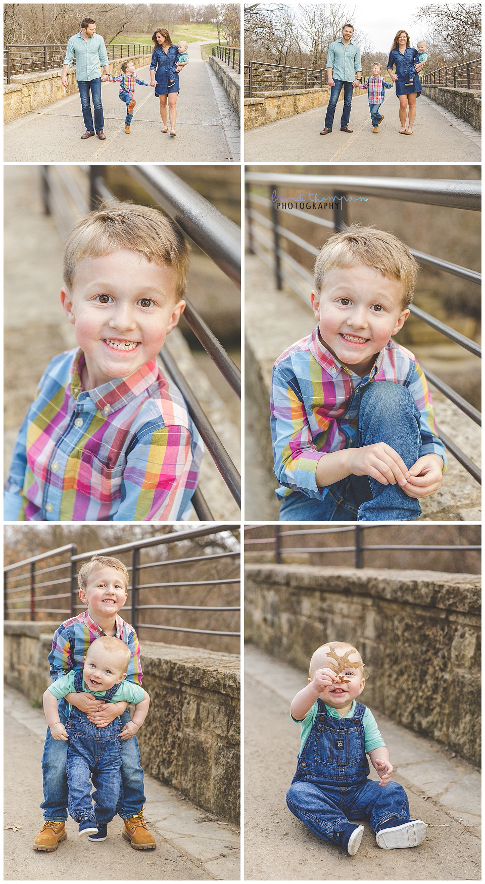 outdoor family photos with mom, dad, big brother and one year old boy