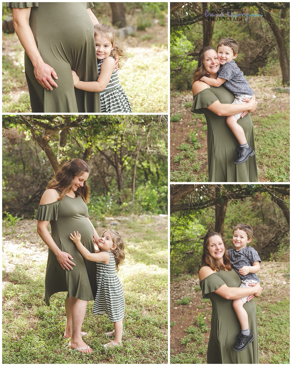 outdoor family maternity photos with natural setting