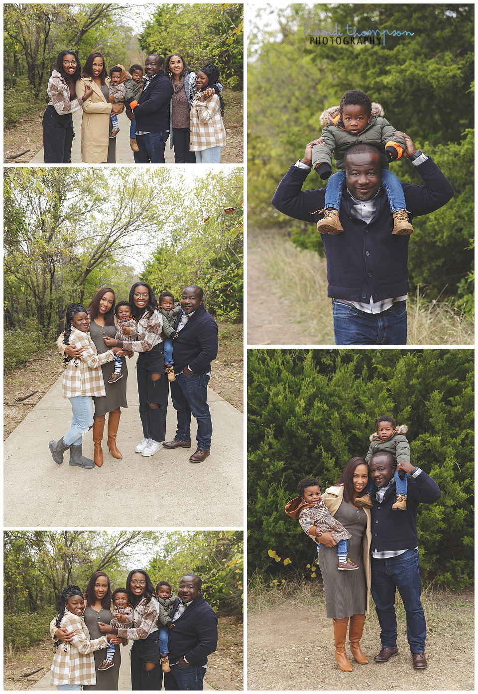 photo collage of Black family in plano nature preserve